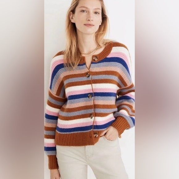 Madewell Sweaters - MADEWELL Striped Springview Cardigan Sweater in Coziest Yarn Size XS